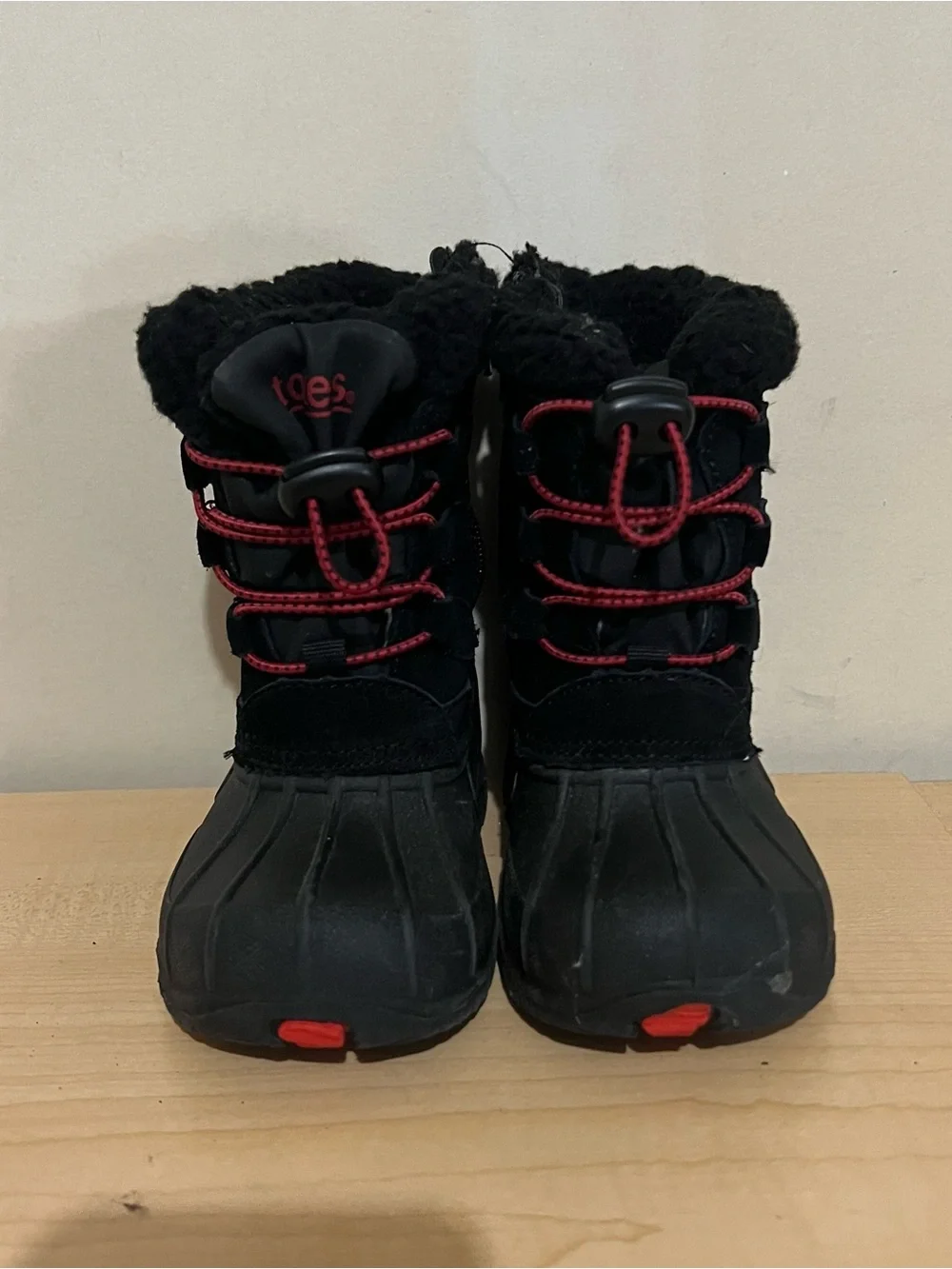 Totes Toddler Black Faux Fur Cuffed Winter Boots